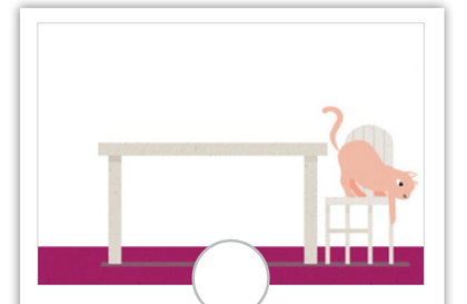 Illustration : chat hésitant avant de descendre d'un point en hauteur